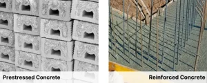 Difference between prestressed concrete and reinforced concrete